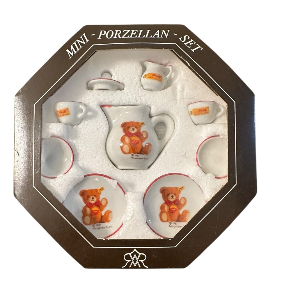 Steiff Reutter Miniature Porcelain Collector Tea Set LTD ED 1987 Germany 9 Piece